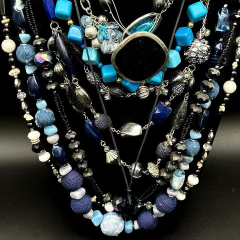 Vintage to Modern Costume Jewelry Lot 2.5 Lbs Beaded Fashion Necklaces Boho
