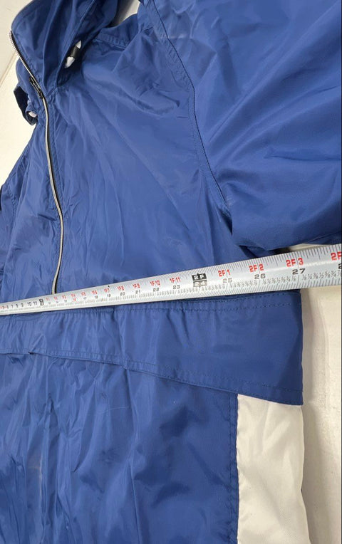 Vintage 90s Nike Hooded Anorak Windbreaker Blue White Half-Zip Jacket Sz XL