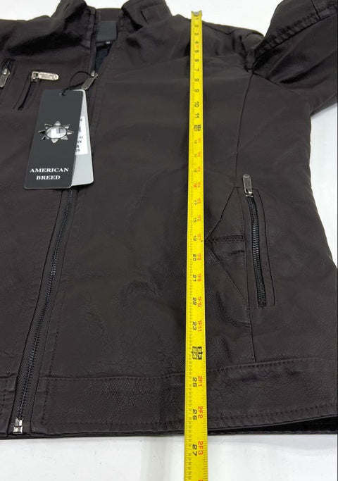 American Breed Brown Faux Leather Sherpa Lined Moto Jacket Men's M NWT