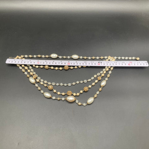 Vintage Kramer Gold Tone Multi-Strand Faux Baroque Pearl Glass Bead Necklace