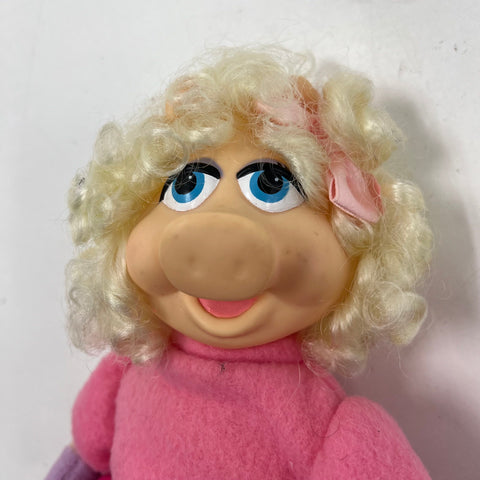 Vintage 80s The Muppets Miss Piggy Plush Doll Merawell Kermit Graphic 12"