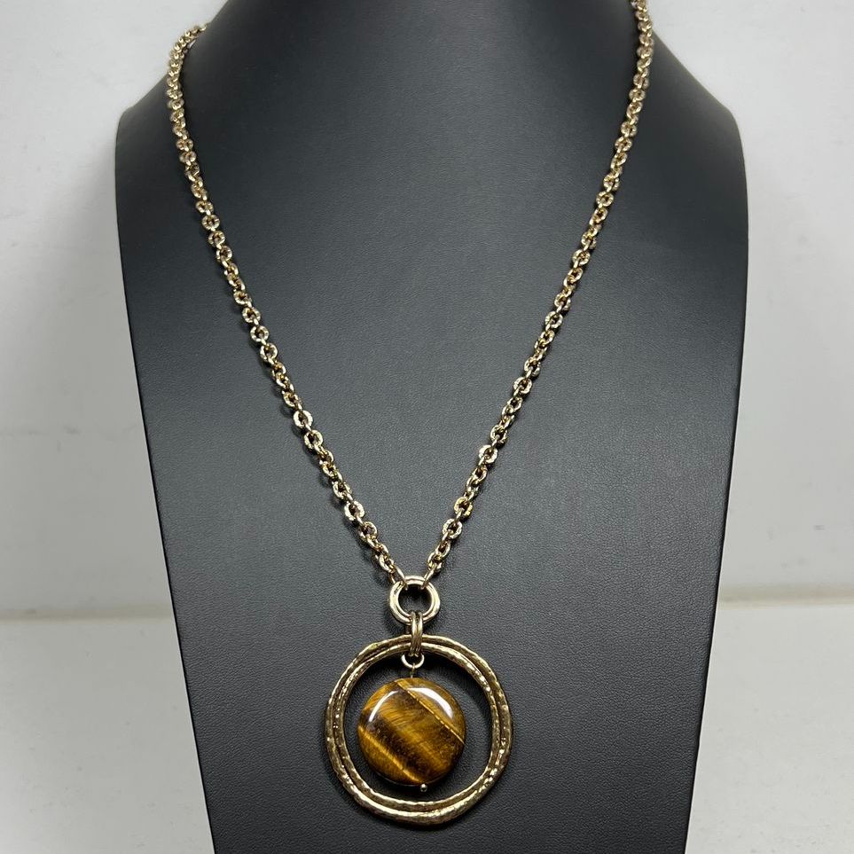 Etienne Aigner Tiger's Eye Gold Tone Necklace