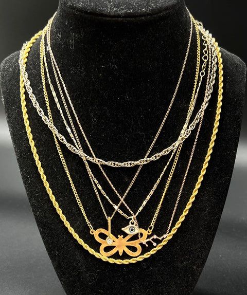 Fashion Jewelry Lot of 13 Necklaces Gold Tone Silver Tone Beaded Charms