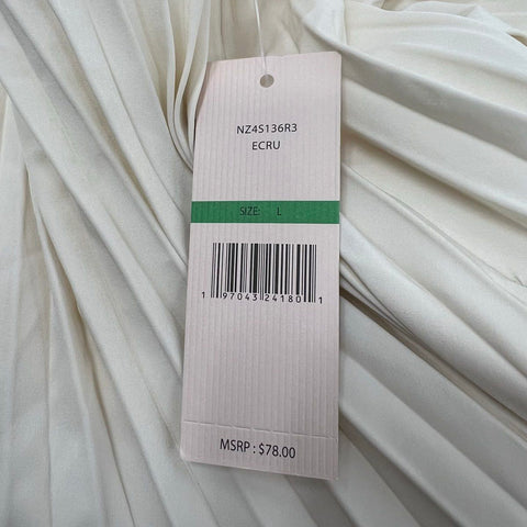 NWT Nanette Lepore Ecru Cream Pleated Lace Hem Midi Skirt Women's L