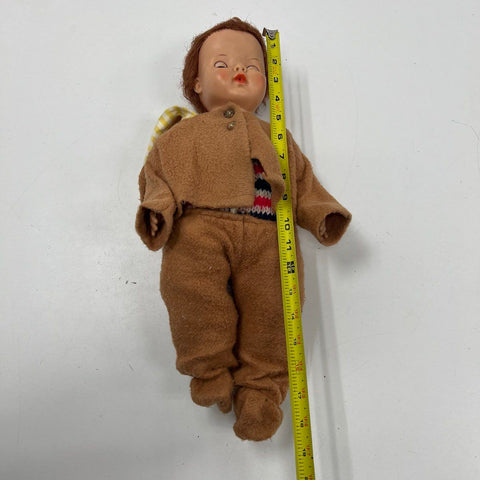 Vintage 1950s Baby Doll Sleep Eyes Rooted Hair w/ 2 Outfits Mid Century Toy