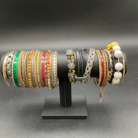 Mixed Jewelry Lot of 35 Bracelets Bangles Cuffs Leather Beaded Boho Eclectic