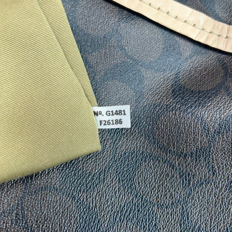 Coach Brown Signature Coated Canvas Taylor Tote Bag F26186 Gold Hardware