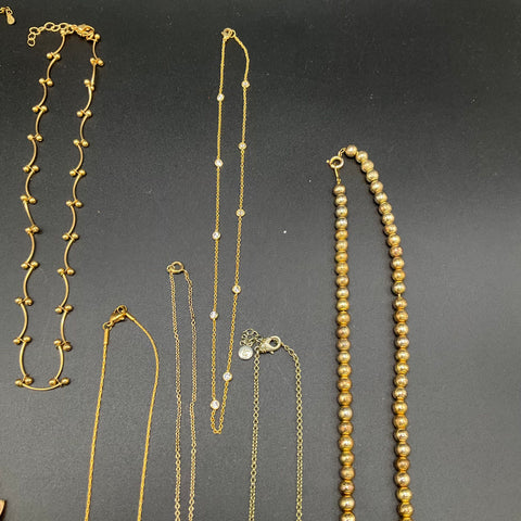 Vintage Costume Jewelry Lot of 11 Necklaces Gold Silver Tone Zodiac Choker
