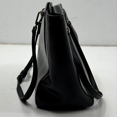 Kate Spade Black Textured Patent Leather Satchel Tote Bag Gold Hardware