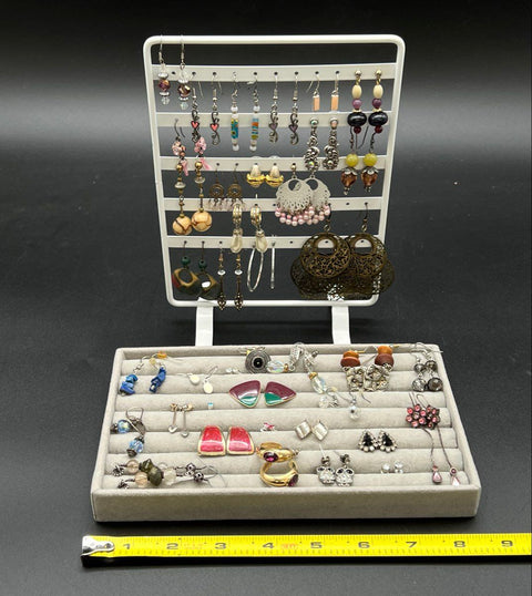 Vintage Modern Costume Jewelry Lot 45+ Pairs Earrings Dangle Stud Hoop Mixed