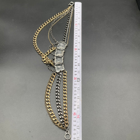 J. Crew Mixed Metal Tone Chunky Multi Strand Faceted Glass Statement Necklace