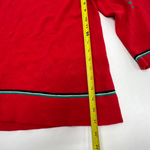 Vintage 70s Kmart Red Embroidered Bell Sleeve Boat Neck Sweater Women's S