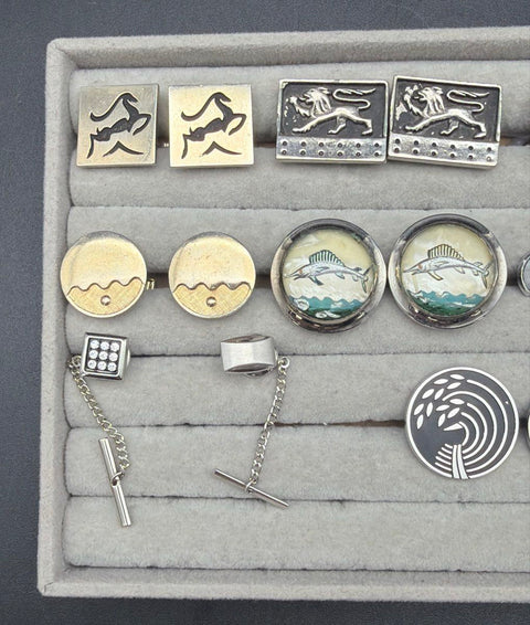 Vintage Men's Cufflinks Tie Bars & Collar Pins Lot 30+ Pc Stanley Red Seal Motif