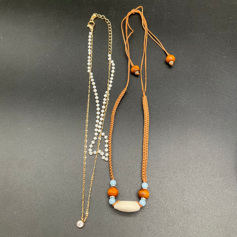 Talbots Beach Nautical Boho Beaded Necklaces Jewelry Lot of 6 Blue Gold Tone
