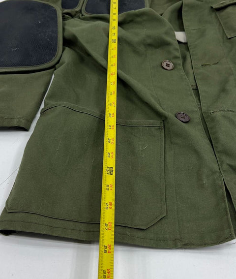 Vintage 10X Green Canvas Padded Shooting Hunting Field Coat Men's