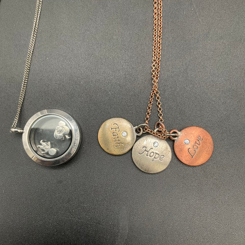 Origami Owl Jewelry Lot 3 Necklaces Floating Glass Locket Charms Swarovski