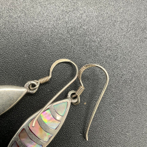 Sterling Silver 925 Boho Earring Lot 3 Pairs Mother of Pearl Pyrite Dangle 23.1g