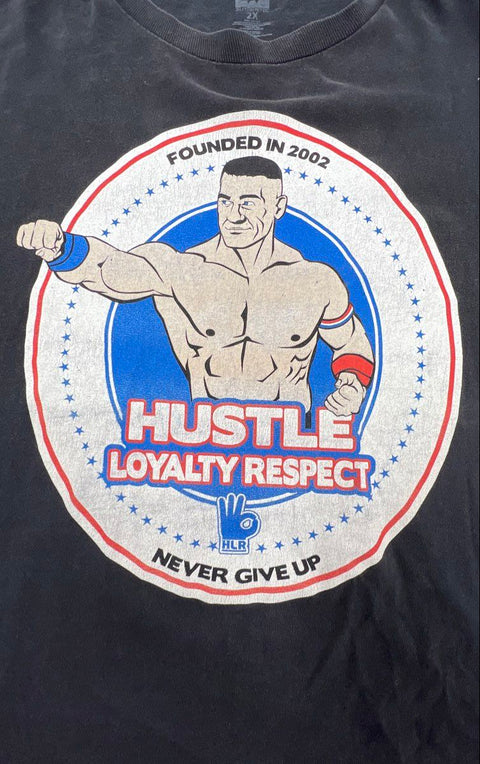 John Cena WWE Hustle Loyalty Respect Never Give Up T-Shirt Authentic Sz 2X