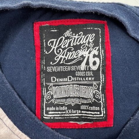 Heritage America 1776 Y2K Style Graphic Tee Embroidered Patches Wolf Sz XXL