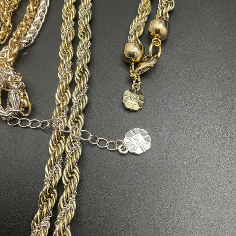 Vintage Monet Necklace Jewelry Lot of 5 Gold Silver Tone Pendants Chains