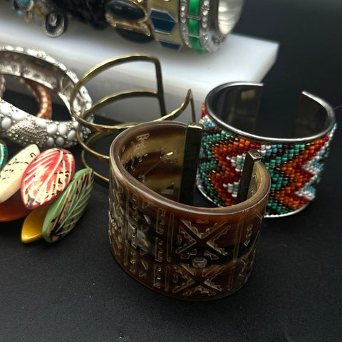 Mixed Costume Jewelry Lot 22 Pcs Vintage to Modern Cuffs Bangles Woven Beaded
