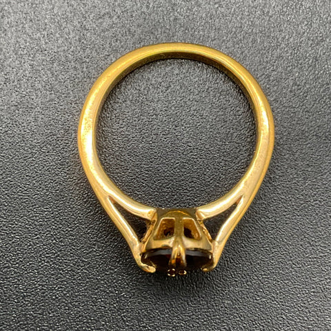 Vintage Avon 18K HGE Brown Faceted Faux Smoky Quartz Solitaire Ring Size 7