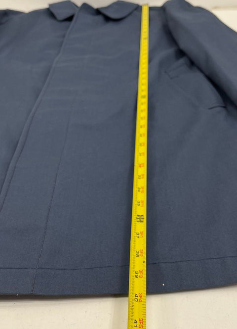Vintage 80s Henson Blue Swiss Fabric Trench Coat Raincoat Plaid Lined Men's