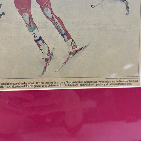 Todd Lodwick Signed 2010 Vancouver Olympics Newspaper USSA Provenance Framed