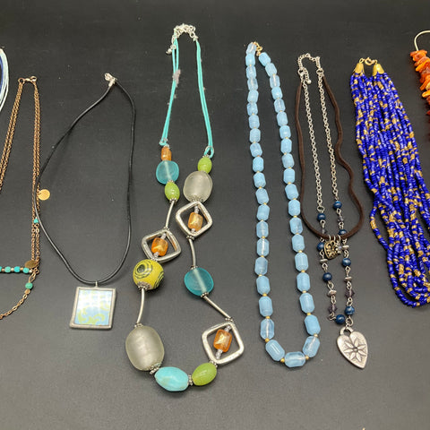Vintage & Modern Necklace Lot of 10 Fashion Jewelry Beaded Statement Pendants