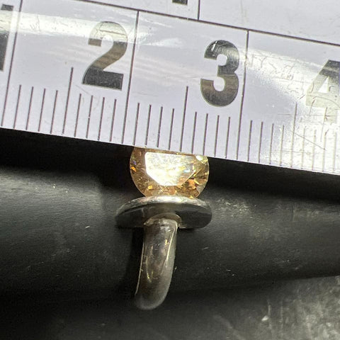 Sterling Silver Yellow Stone Ring Size 7.5 4.5g