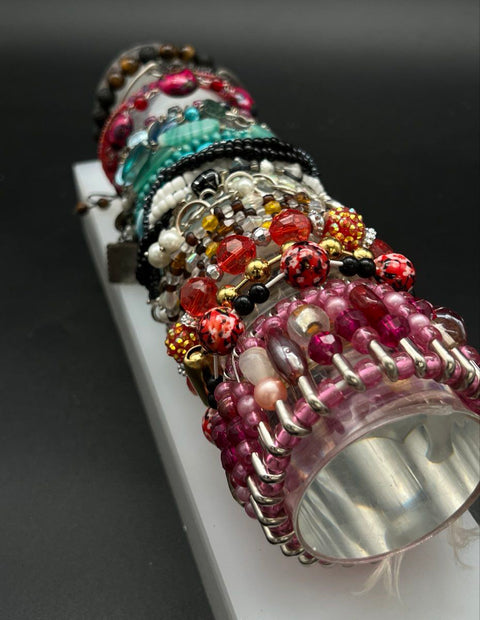 Eclectic Costume Jewelry Bracelet Lot 20 Pieces Beaded Charm Cable Boho Style