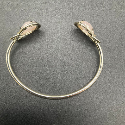 Kendra Scott Gold Tone Pink Stone Open Cuff Bracelet Adjustable Signed