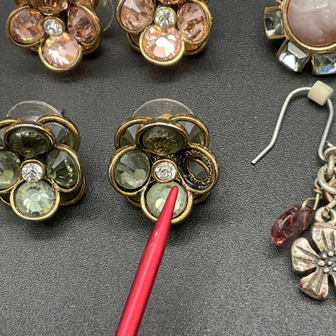 Vintage & Modern Earring Jewelry Lot 12 Pairs Mixed Styles Shell Rhinestones