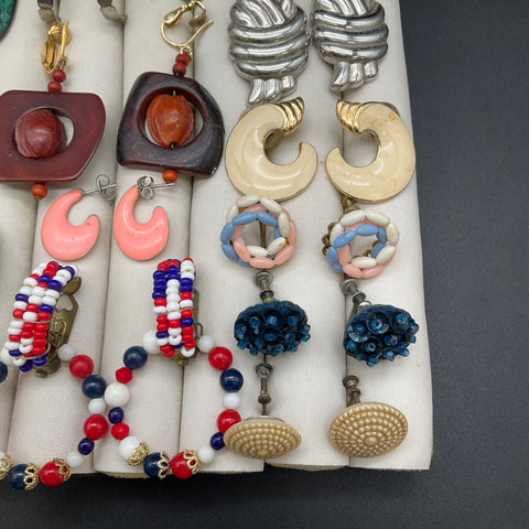 Vintage Costume Jewelry Lot 18 Pairs Earrings Pierced & Clip-On Signed Trifari