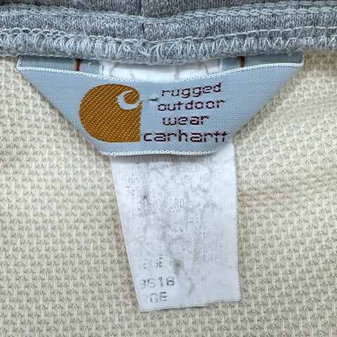 Vintage 90s Carhartt Thermal Lined Zip Up Hoodie Vest Gray Sz L