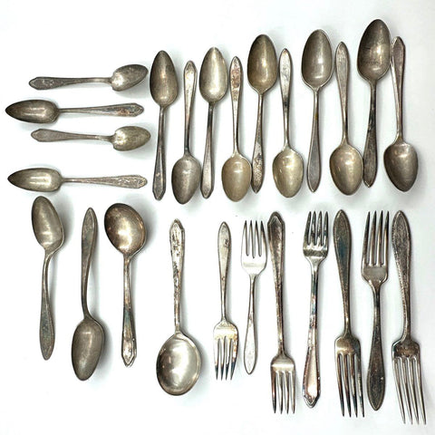 Rogers & National Silver Co Silver Plate Flatware Assorted Lot 25 Piece