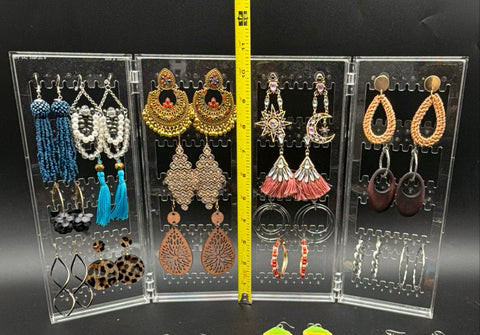 Mixed Costume Jewelry Lot 30+ Pairs Earrings Hoops Dangles Boho Retro Styles