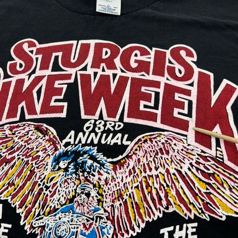 Vintage 2003 Sturgis Bike Week 63rd Annual Biker Eagle T-Shirt Dbl Sided Sz XL