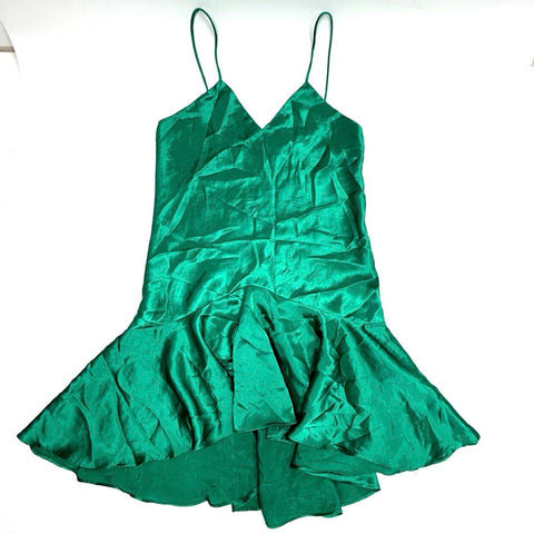 Vintage 90s Victoria's Secret Women's Emerald Green Satin Robe Slip Set Sz S OS