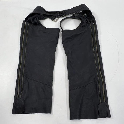 Harley-Davidson Unisex Black Leather Motorcycle Riding Chaps Side Zip Sz 2XL
