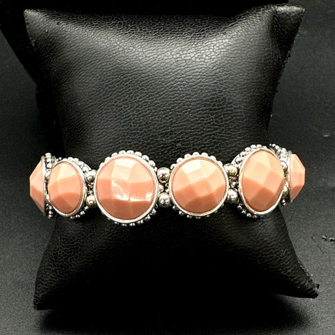 Vintage Napier Costume Jewelry Lot 5pc Silver Tone Rhinestone Peach Bracelet