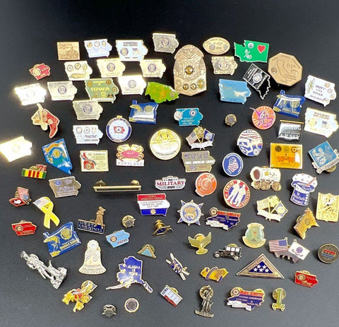 American Legion & Military Lapel Pins Lot Vintage US States Veterans Enamel 78pc