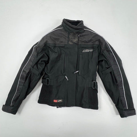 Nitro Women's Motorcycle Jacket Black Armored Padded Reflective Size S