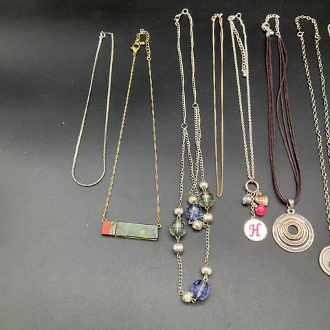 Fashion Jewelry Lot of 12 Necklaces Gold Silver Tone Boho Modern Initial