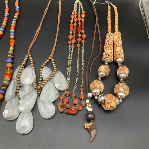 Vintage & Modern Statement Necklace Lot of 11 Beaded Shell Boho Ethnic Styles