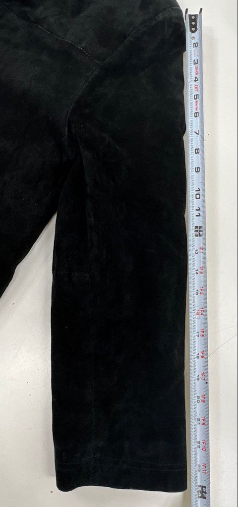 Danielle Martin Women's Black Suede Quilted Button Front Jacket Sz L