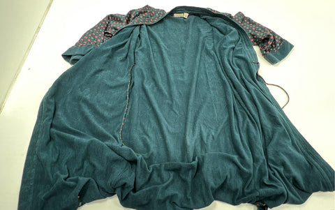 Vintage 90s Victoria's Secret Women's Teal Geometric Terry Lined Robe Sz P/S