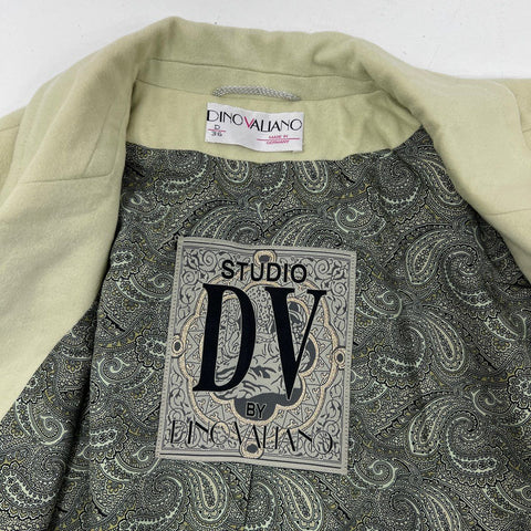Vintage 80s Dino Valiano Women's Sage Green Lambswool Cashmere Jacket Sz 36