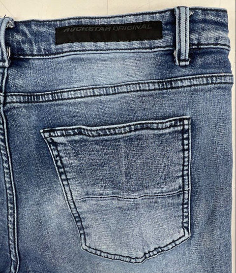 Rockstar Original Men's RSM 205 Blue Camo Flare Denim Distressed Jeans Size 38