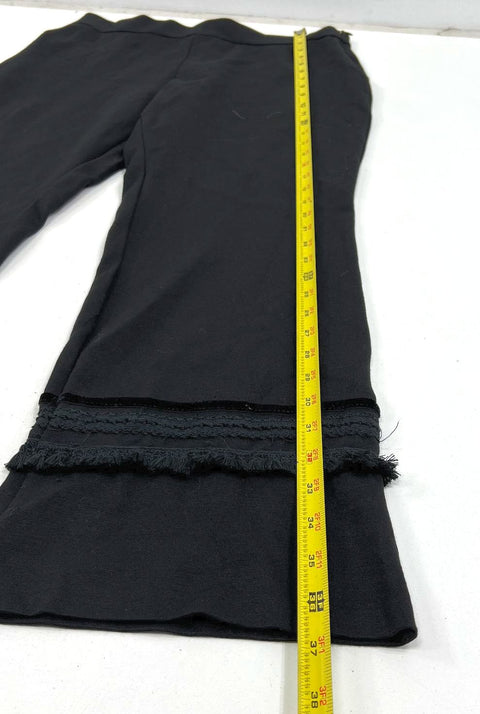 Fuzzi Black Cropped Flare Fringe Hem Stretch Pants Women's Size L